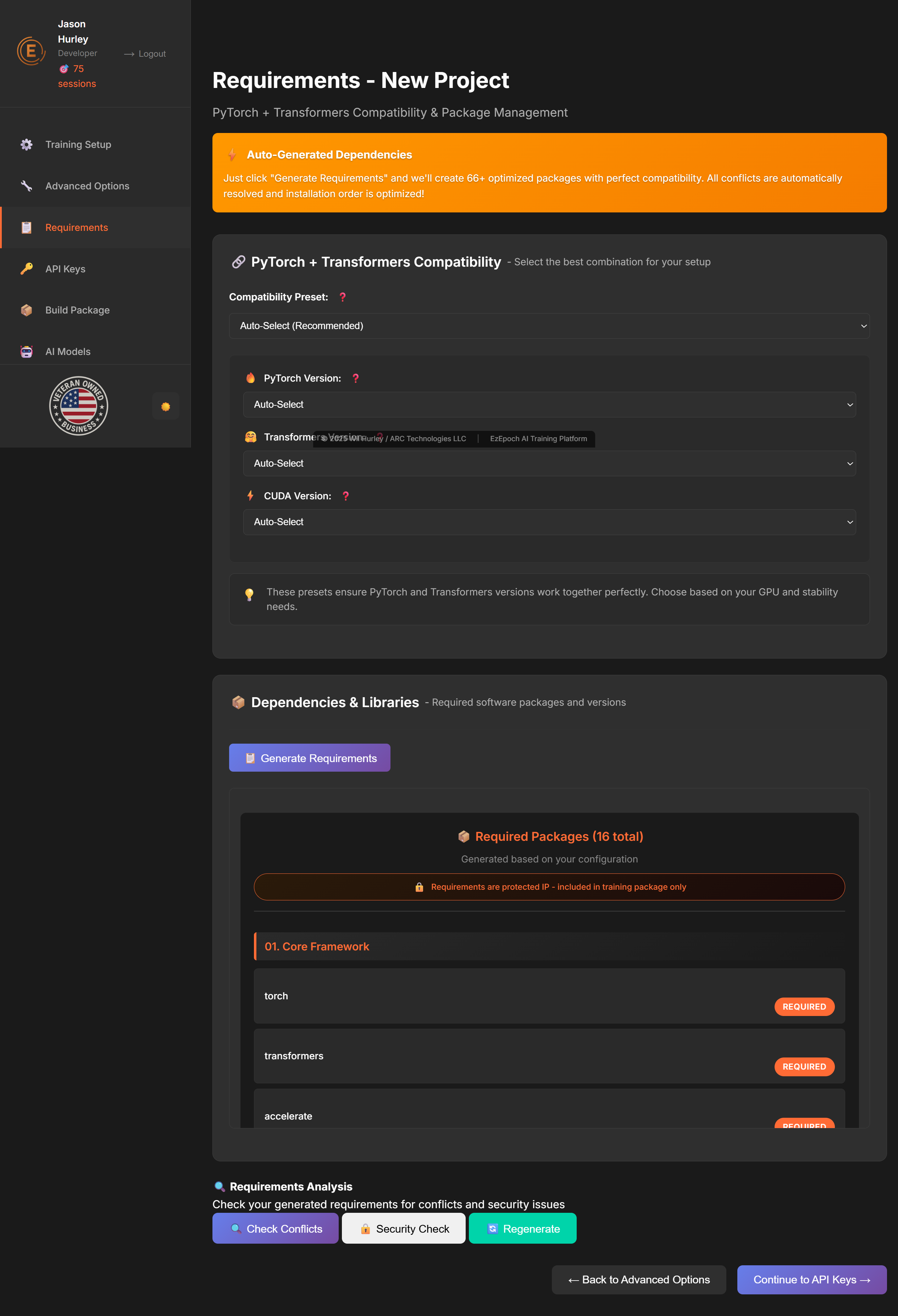 Requirements Screenshot