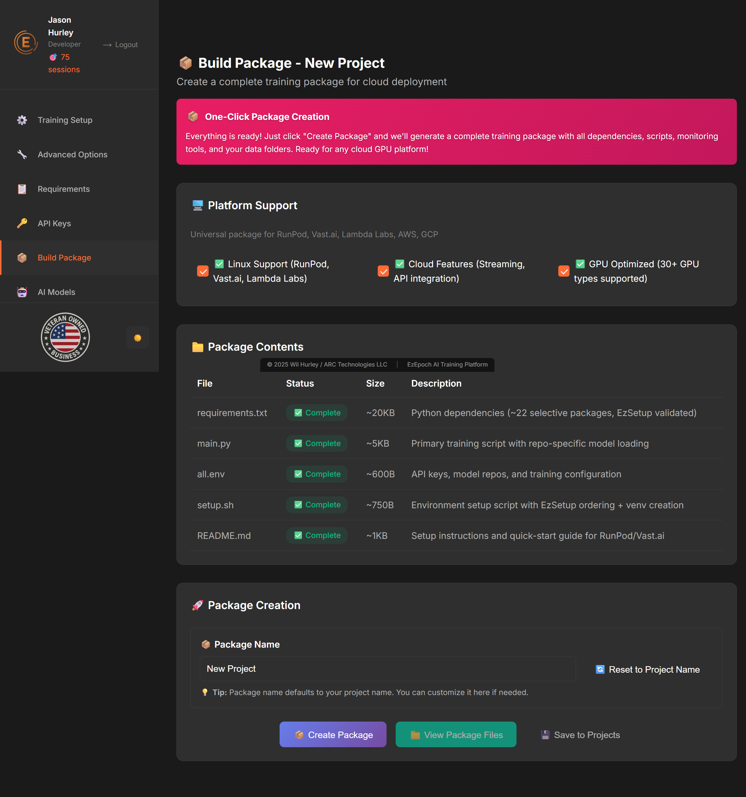 Build Package Screenshot