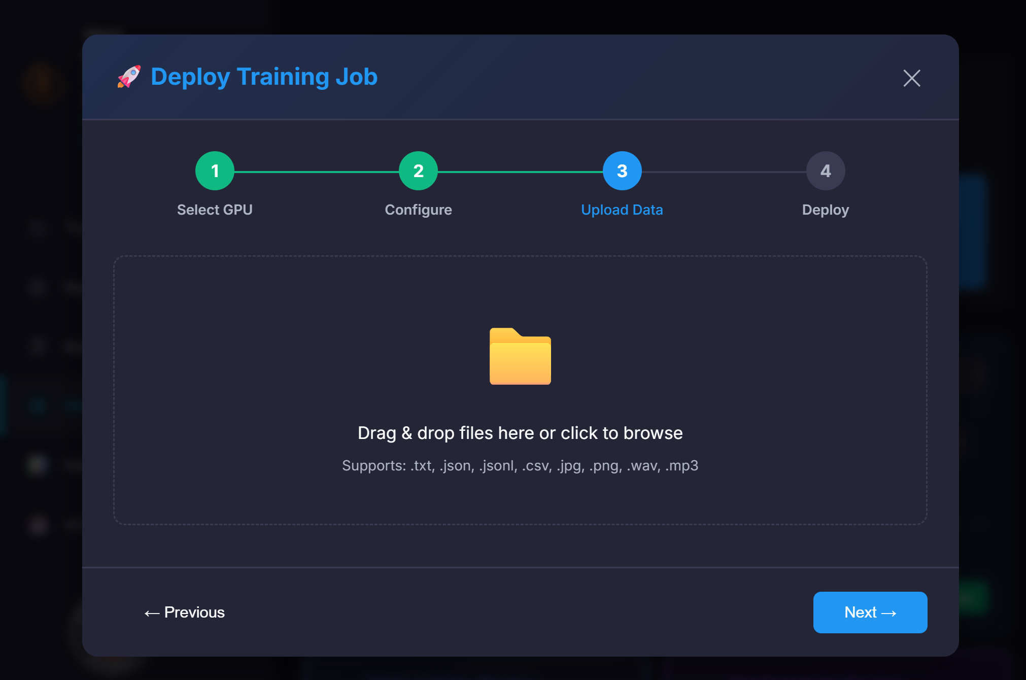 Deployment wizard step 2